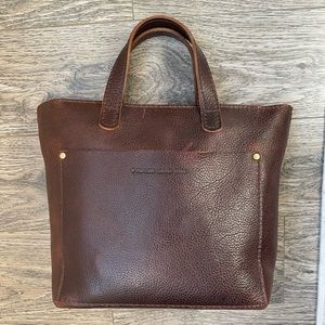 Portland Leather Goods Mini Crossbody Tote in Coldbrew